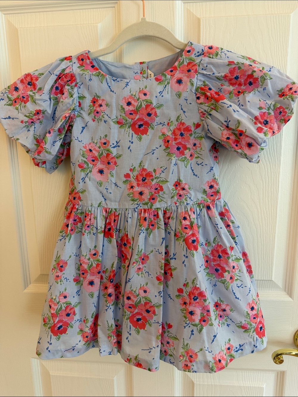Janie and Jack Light Blue Dress with Pink Floral Print
